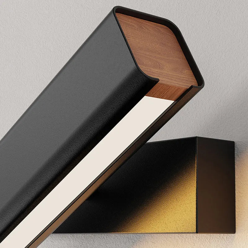 Ray Modern Rectangles Metal Rotatable Wall Lamp, Black/White