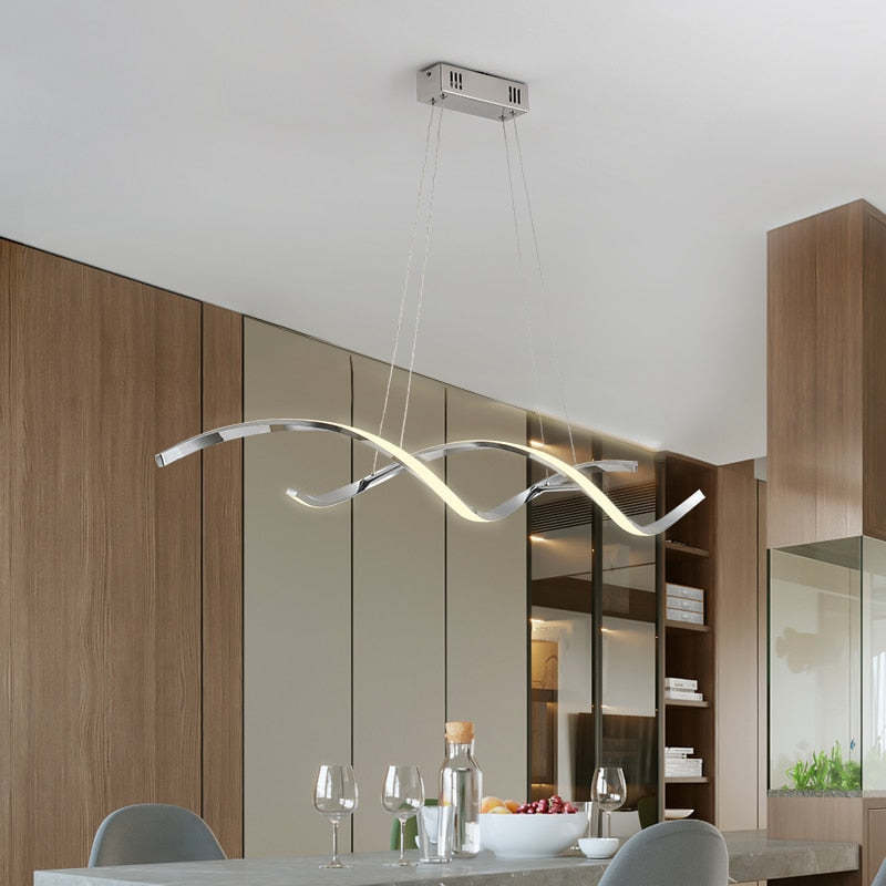 Arisha Modern Wavy Metal/Acrylic Pendant Light, Chrome/Gold