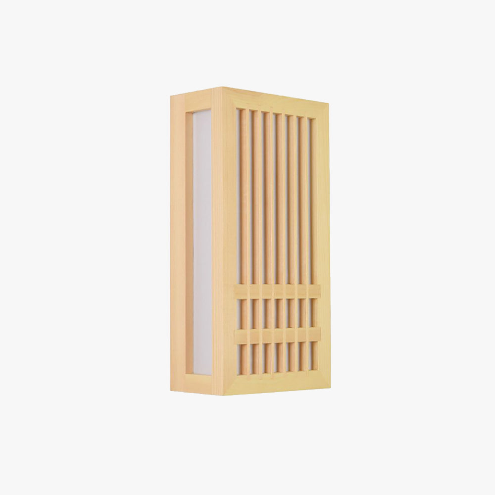 Muto Wall Lamp Rectangular Rustic, Wood/Acrylic, Log Color, Bedroom
