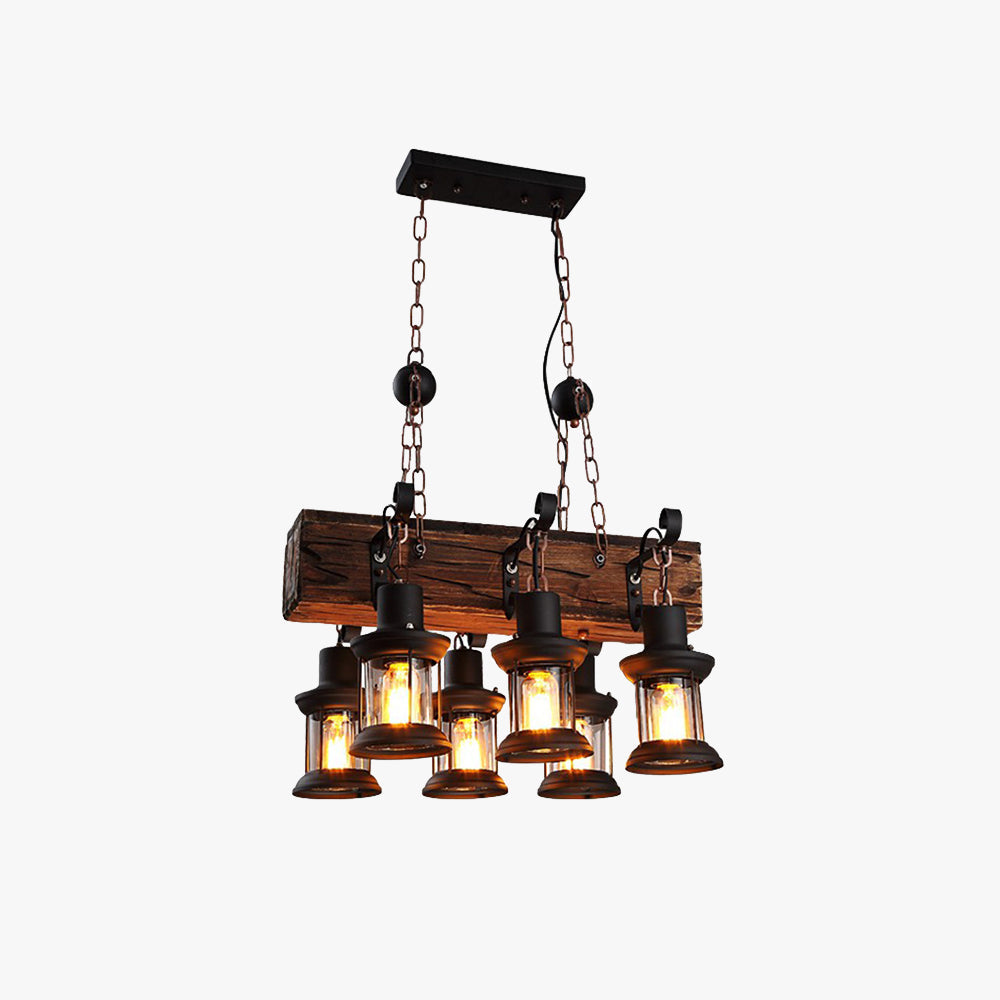 Epoch Retro Rectangular Metal/Wood Lantern Pendant Light