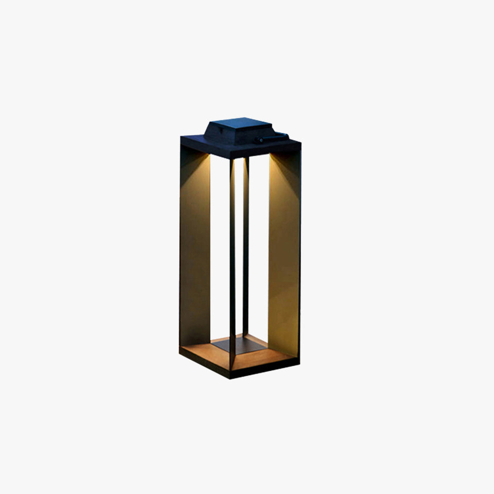 Ray Minimalist Cuboid Outdoor Floor Lamp, Hardwired, Black