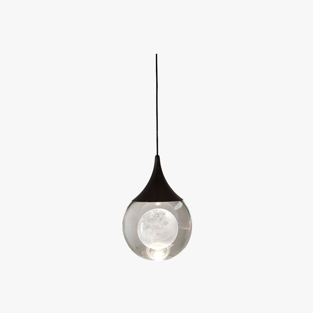 Aria Minimalist Moon Metal Pendant Light,Black