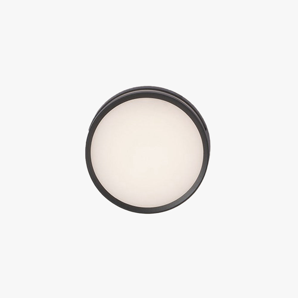 Ray Modern Round Metal/Acrylic Outdoor Waterproof Wall Lamp, Black