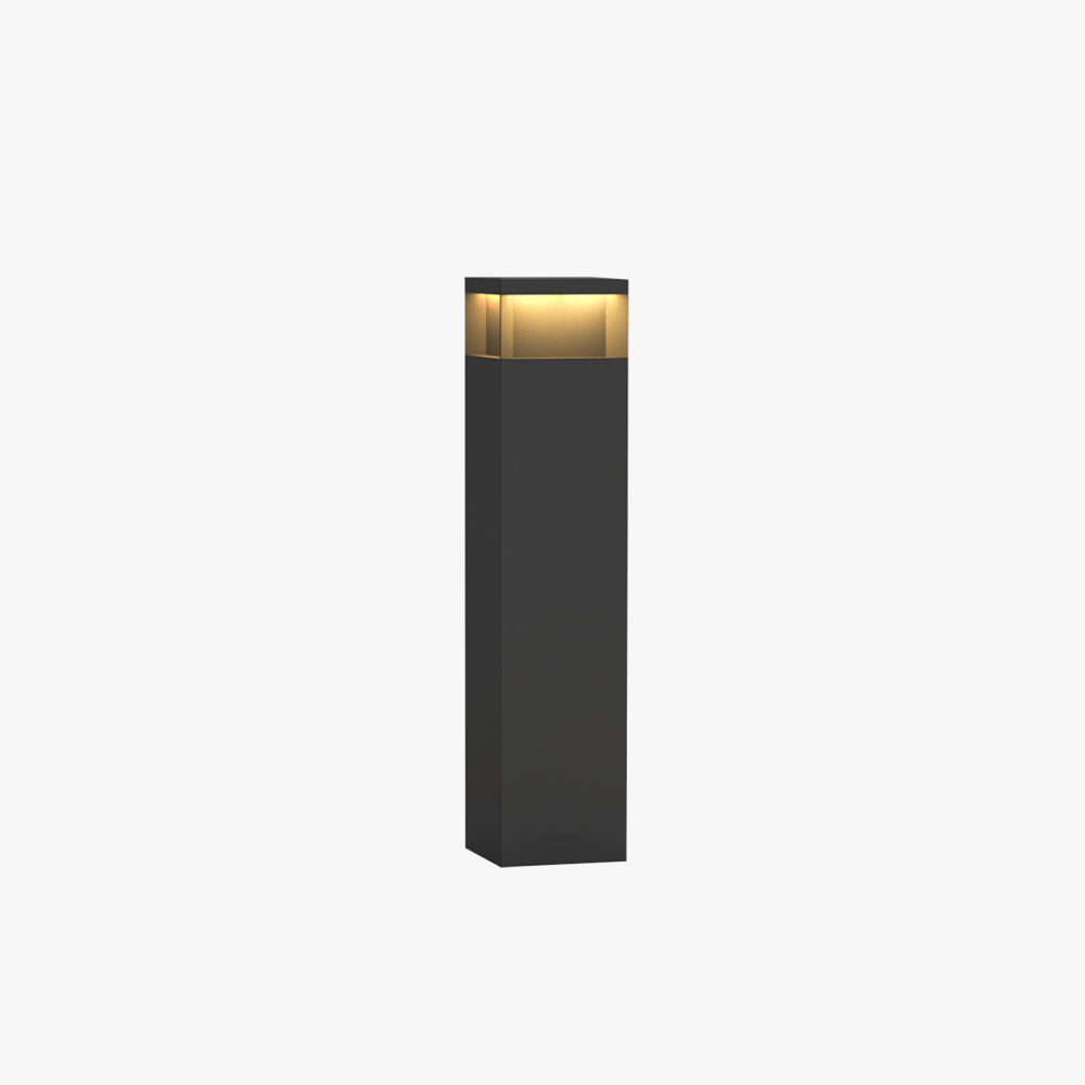 Ray Metal Rectangular Solar Outdoor Path Light, Black