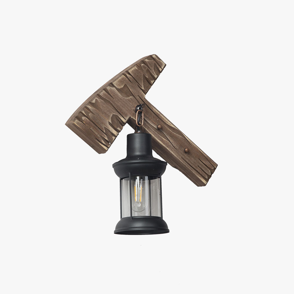 Epoch Wall Lamp Hammer Shape Vintage, Wood/Metal, Bedroom