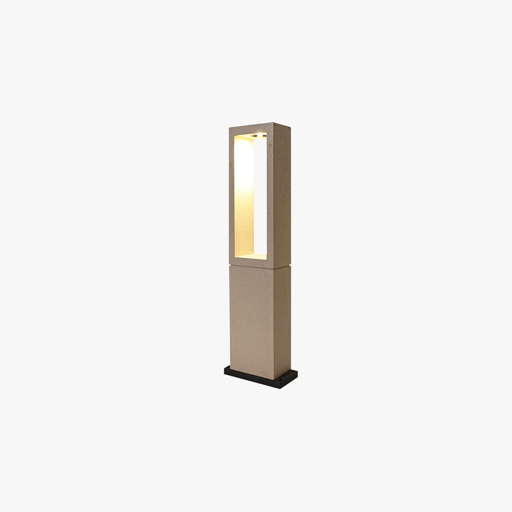 Ray Modern Metal Rectangular Hollow Outdoor Path Light, Gray