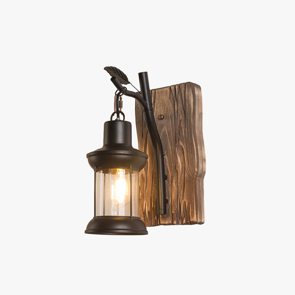 Epoch Vintage Branches Lantern Wall Lamp, Metal/Wood, Black, Dining Room
