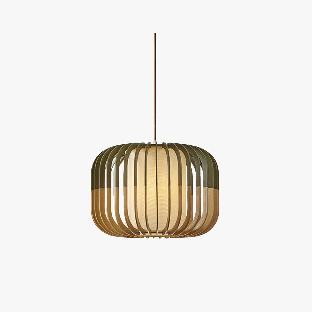 Muto Modern Birdcage Wood Pendant Light