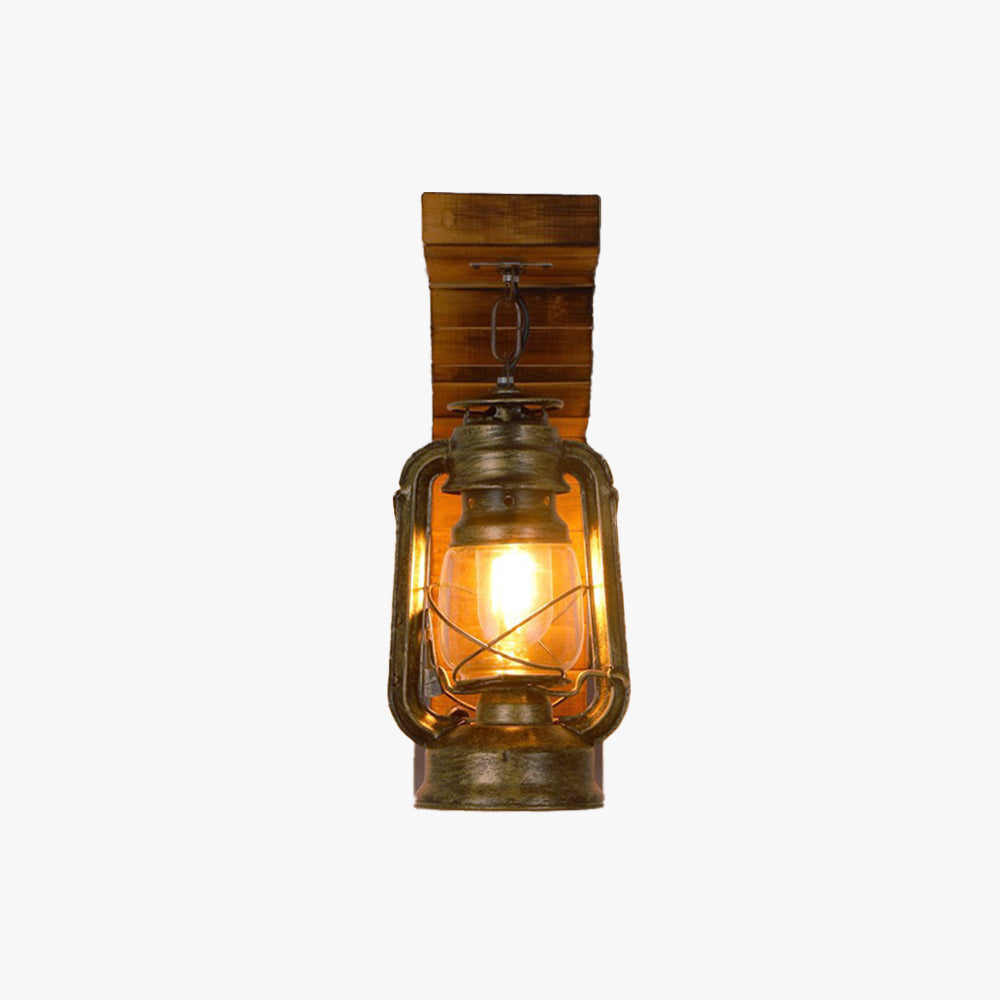 Epoch Lantern Vintage Wooden Rustic Wall Lamp