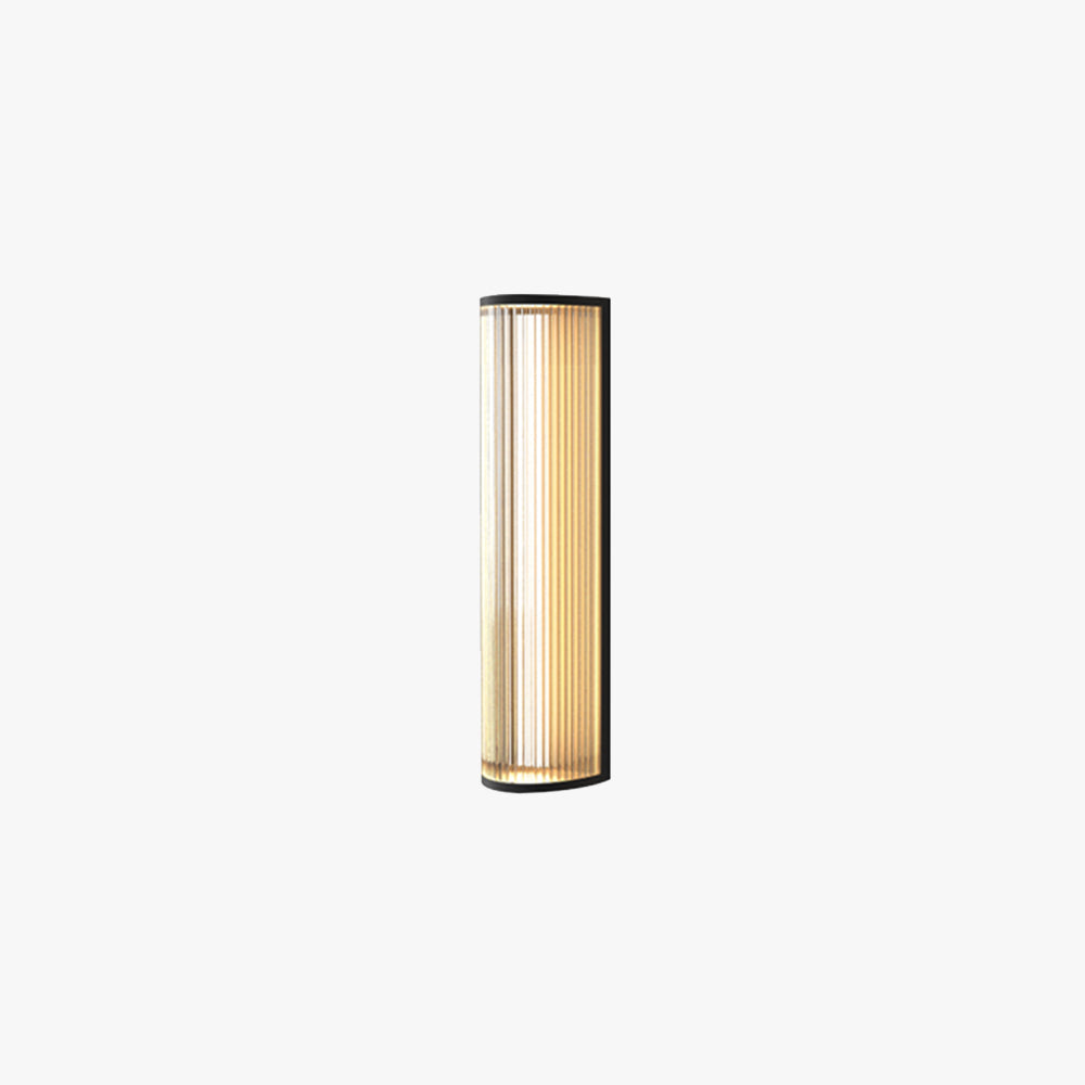 Ray Modern Semi-Cylindrical Outdoor Metal/Acrylic Wall Lamp, Clear/Black