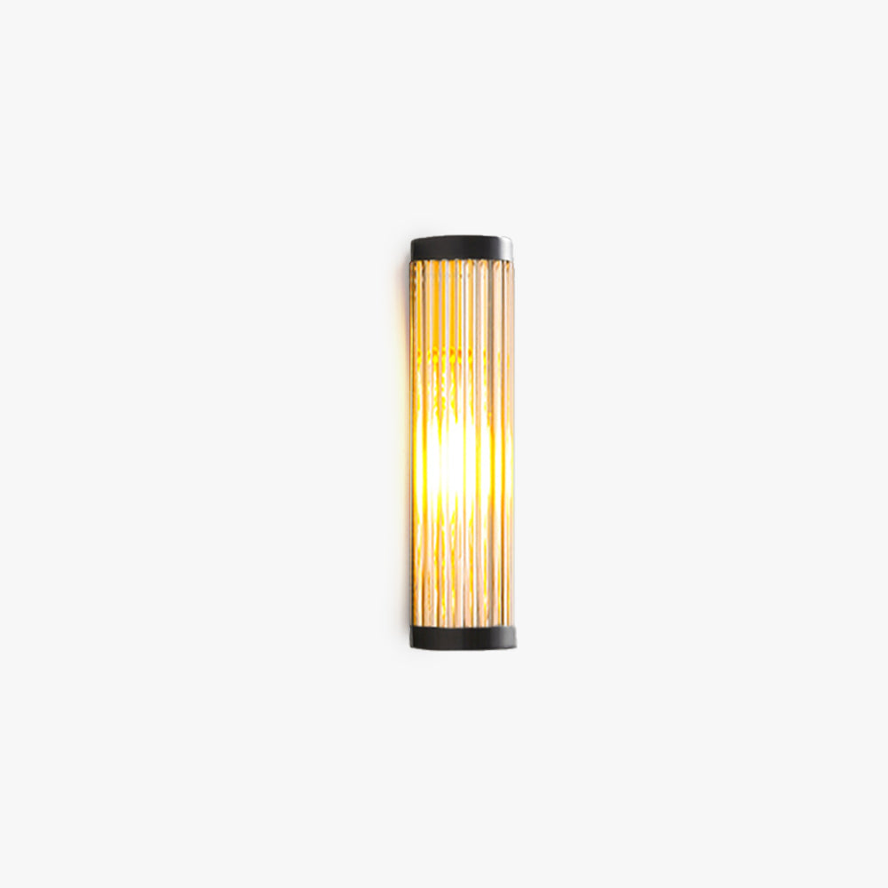 Ray Modern Semi-Cylindrical Metal/Glass Outdoor Wall Lamp, Black