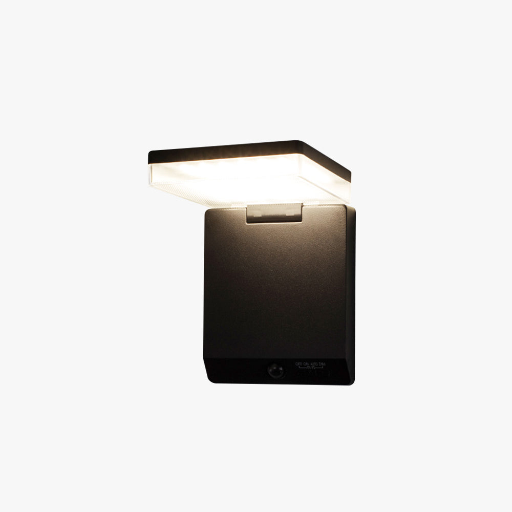 Ray Modern Minimalist Right-Angle Acrylic Sensor Solar Waterproof Outdoor Wall Lamp, Black