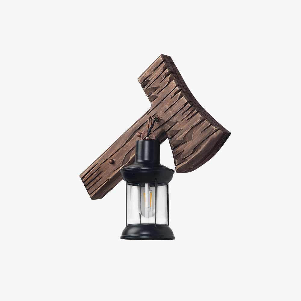 Epoch Wall Lamp Hammer Shape Vintage, Wood/Metal, Living Room