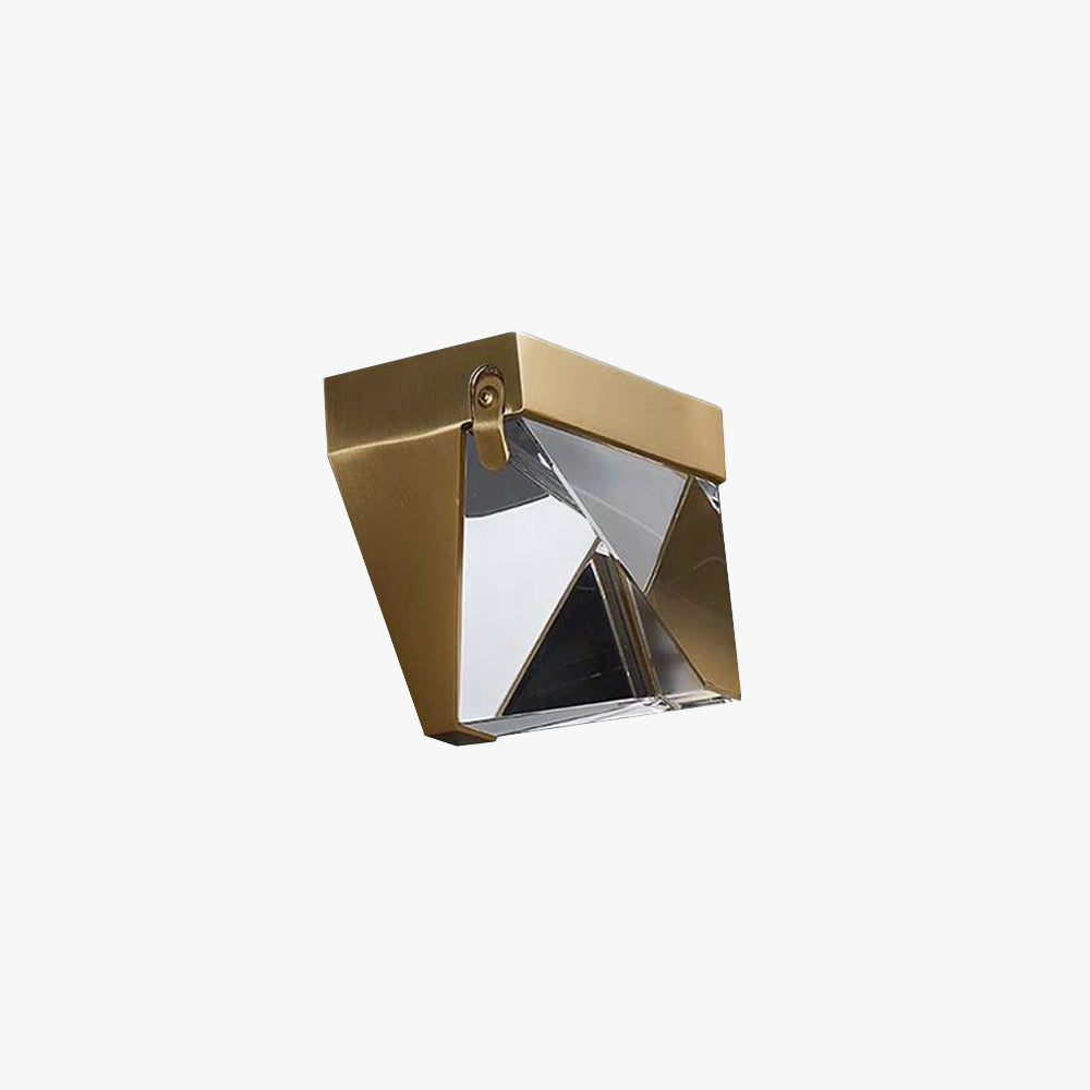 Ray Waterproof Diamond Shape Metal/Crystal Outdoor Wall Lamp, Gold/Black