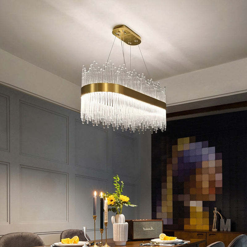 Kristy Modern Round/Rectangular Chain Chandelier, Gold