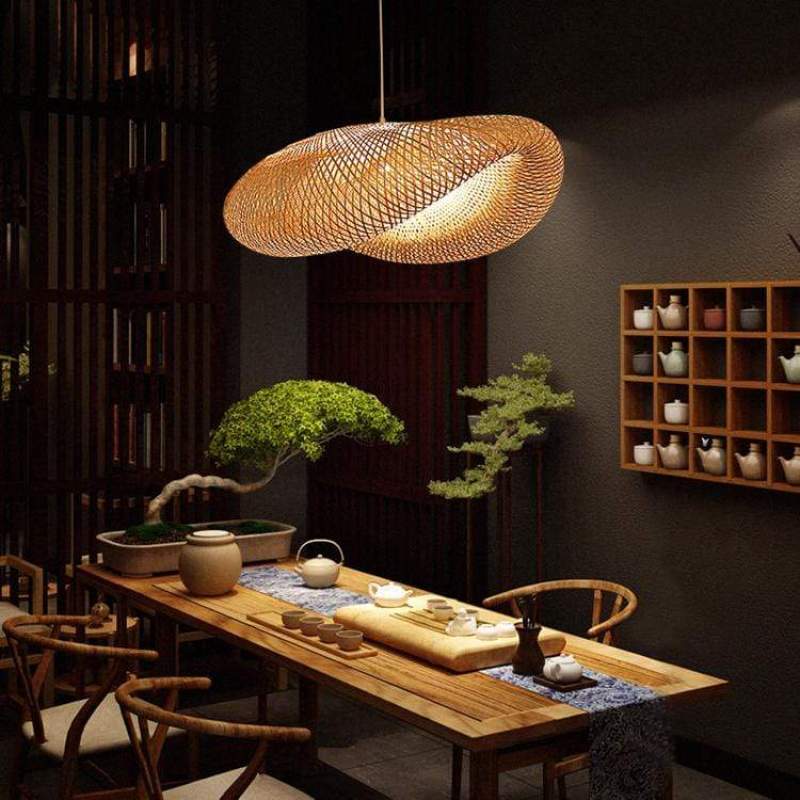 Ritta Natural Pendant Light for Dining Room/Kitchen Island, Bamboo