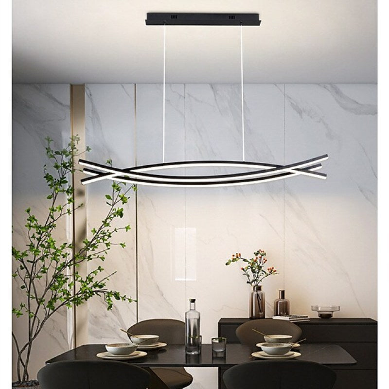 Arisha Modern Linear Metal Pendant Light, Black