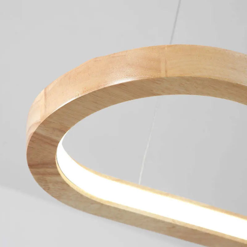 Muto Contemporary Oval Wooden Pendant Light