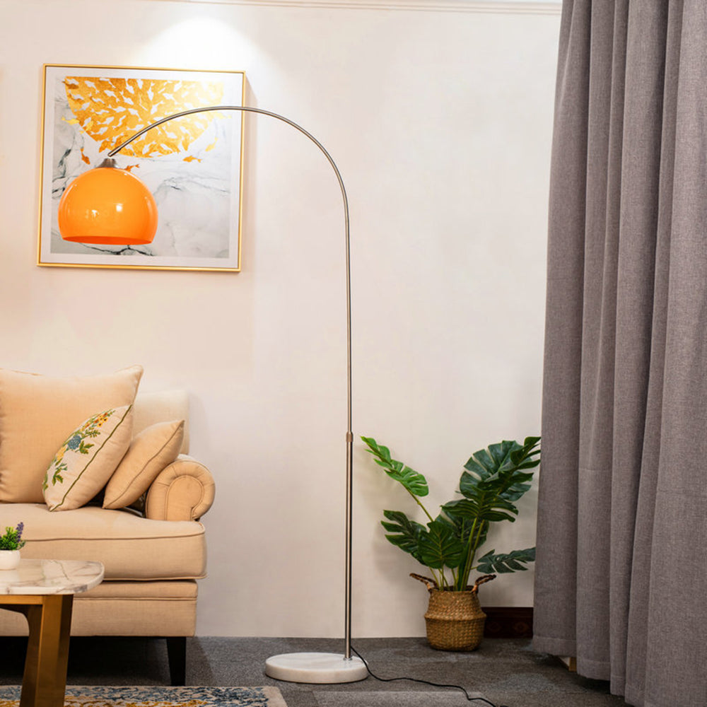 Mira Floor Arc Lamp, Tall Floor Light, Modern, Orange/ White