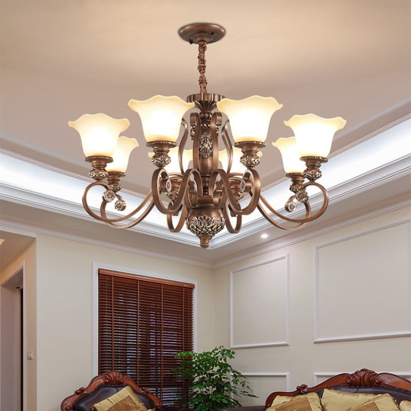 Arisha Retro Flower Pendant Light Metal Glass Living Room Bedroom