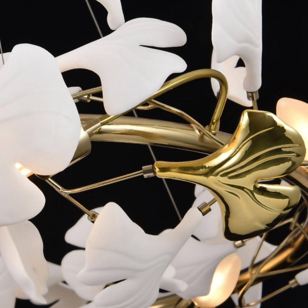 Olivia Modern Gold Staircase Chandelier, Metal & Ceramic