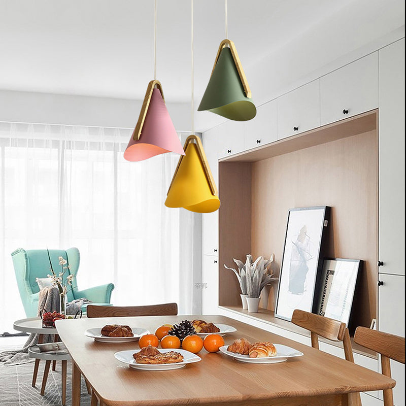 Valentina Modern Cone Pendant Light, Wood/Metal