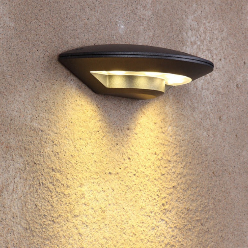 Ray Wall Lamp Flying Saucer, Metal LED, Black, Outdoor