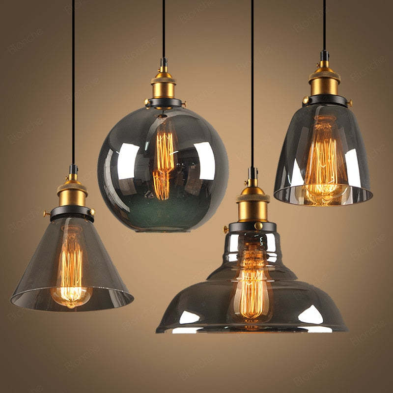 Valentina Industrial Glass Pendant Light Clear/Amber/Smoke Grey