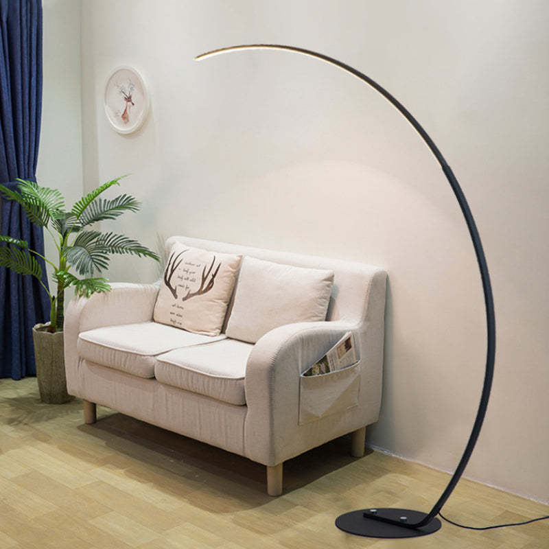 Mira Modern Arc LED Floor Lamp, Black/White, Metal/Silicon