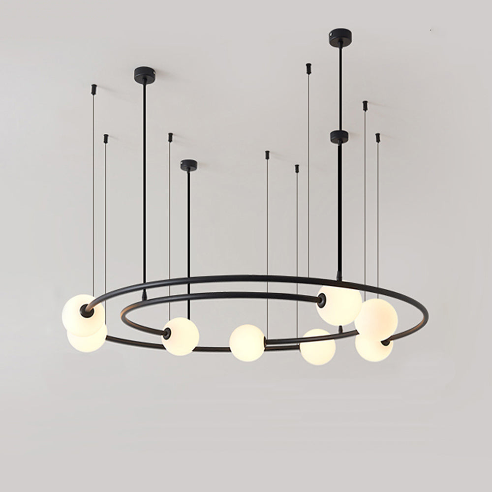 Valentina Modern Ring Metal Pendant Light, Black/Gold