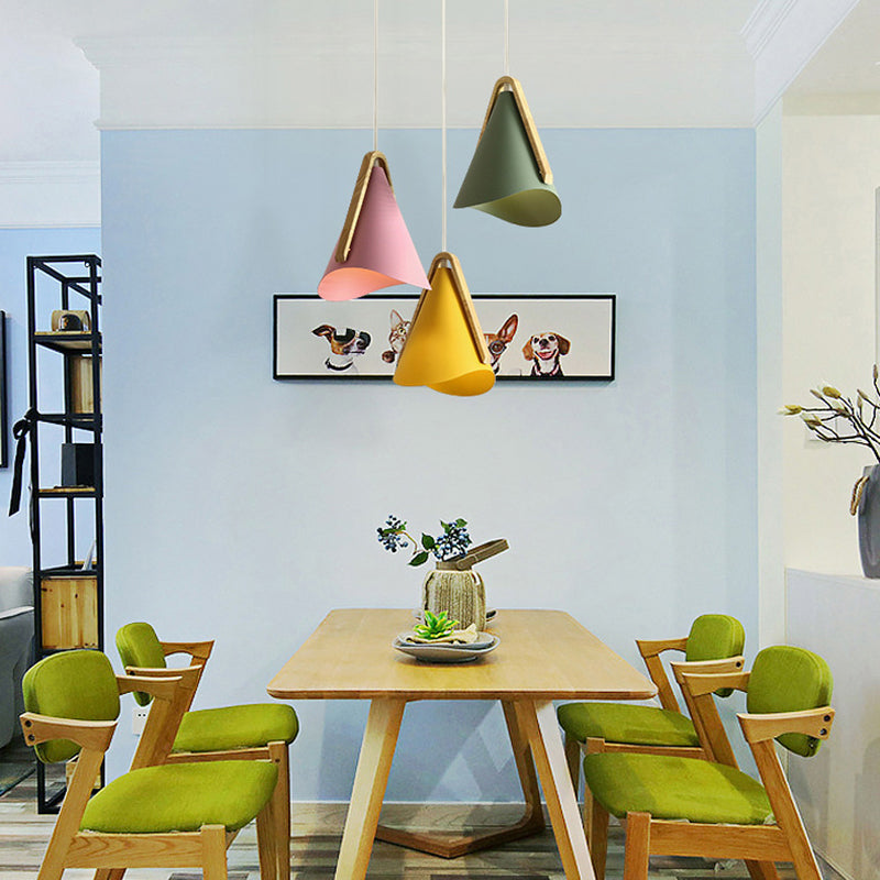 Valentina Modern Cone Pendant Light, Wood/Metal