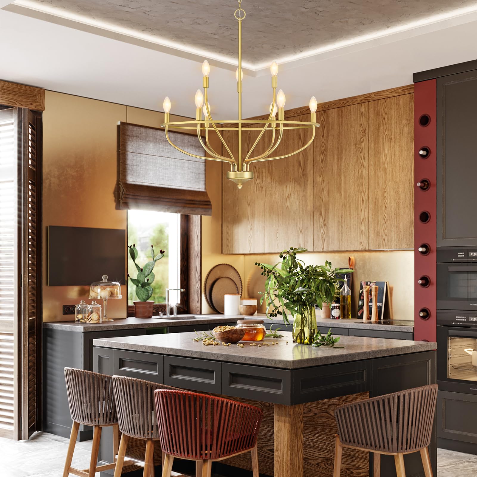 Silva Industrial Metal Candle Chandelier Black/Champagne Living Room/Bedroom
