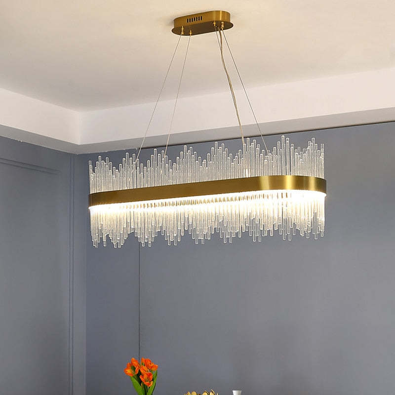 Kristy Modern Round/Rectangular Chain Chandelier, Gold