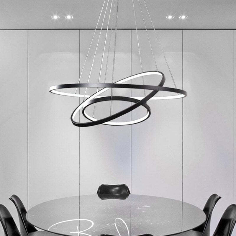 Arisha Pendant Light, Inner Ring Illuminated, White/Black/Gold