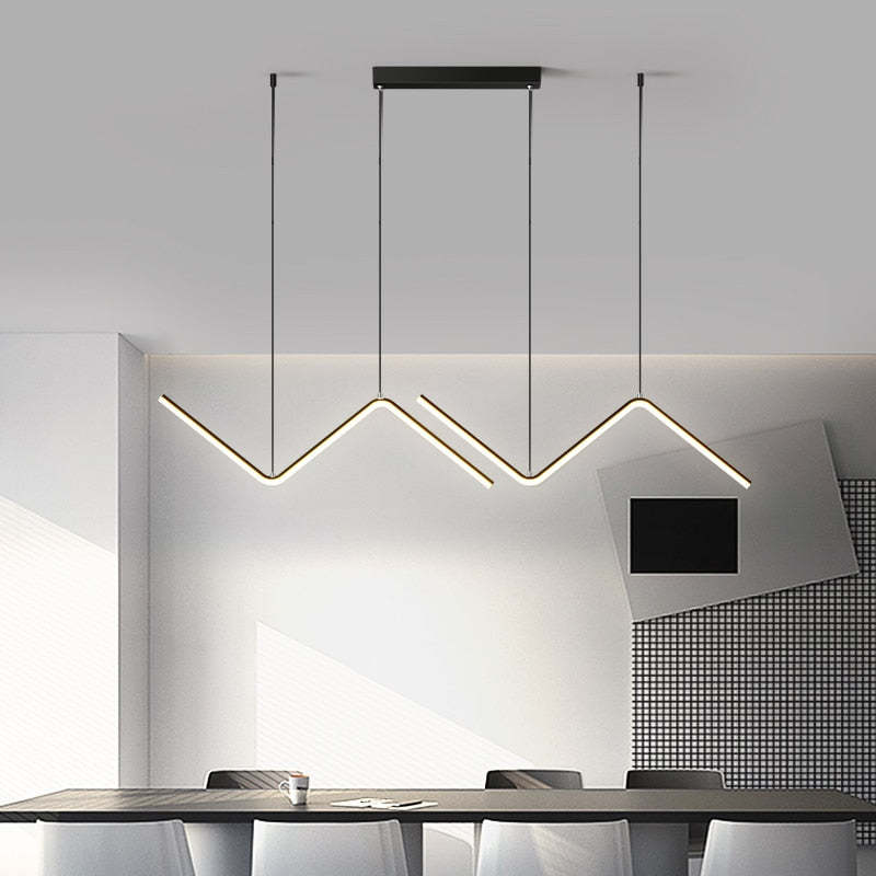 Arisha Modern Wavy linear Pendant Light Double, Black/Gold