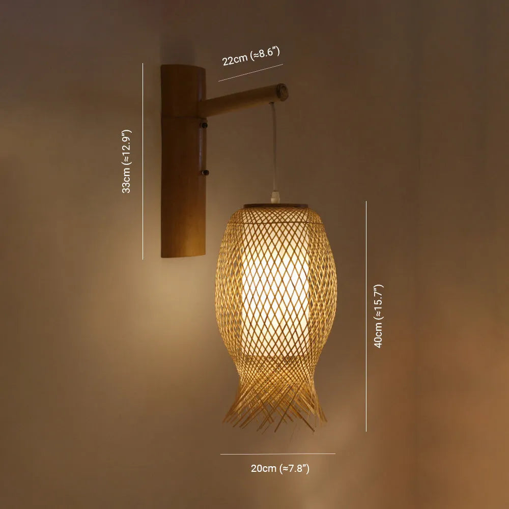 Ritta Wall Lamp Rustic, Muto Rattan Weaving LED, Hallway Wall Sconce