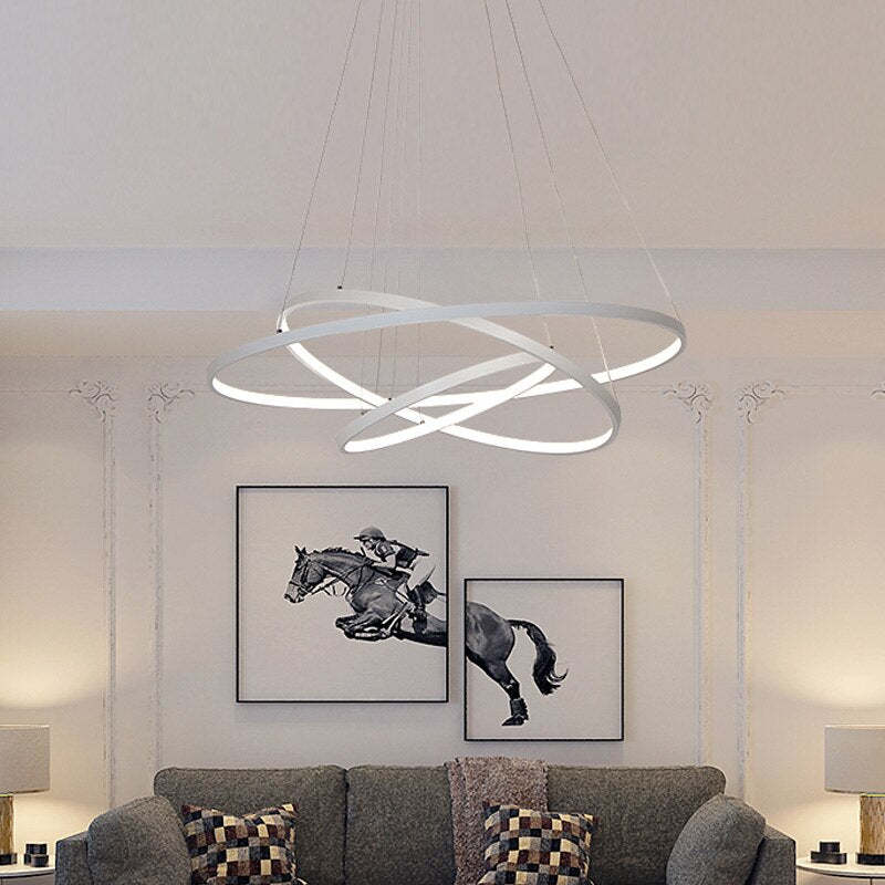 Arisha Pendant Light, Inner Ring Illuminated, White/Black/Gold
