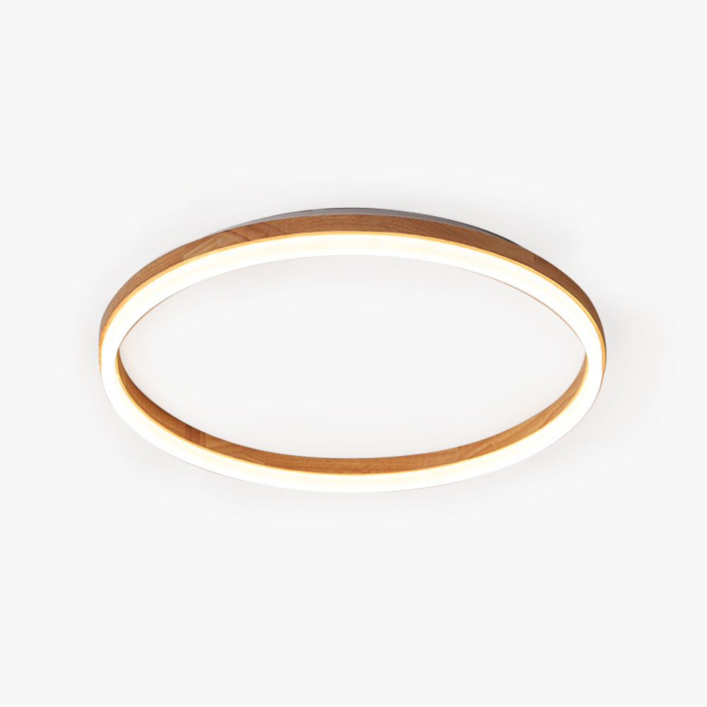 Muto Round Modern Flush Mount Wood Ceiling Light