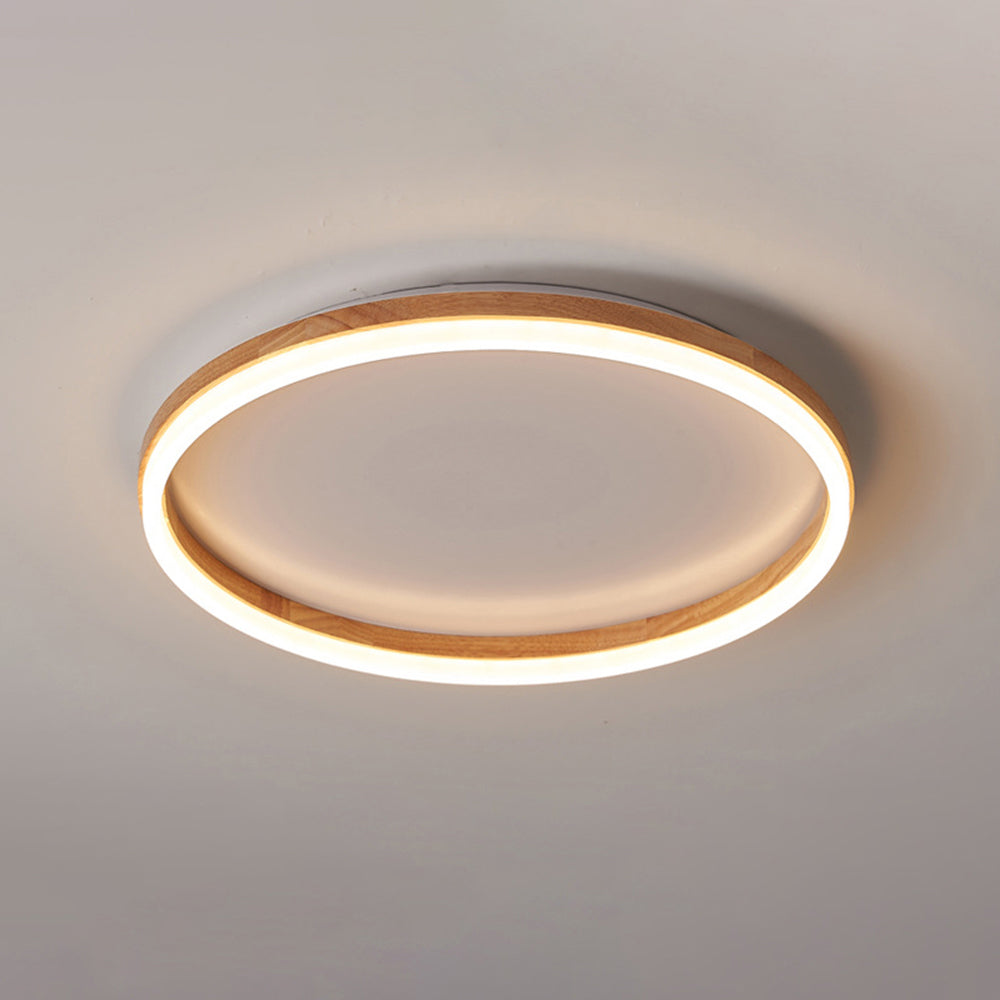Muto Round Modern Flush Mount Wood Ceiling Light