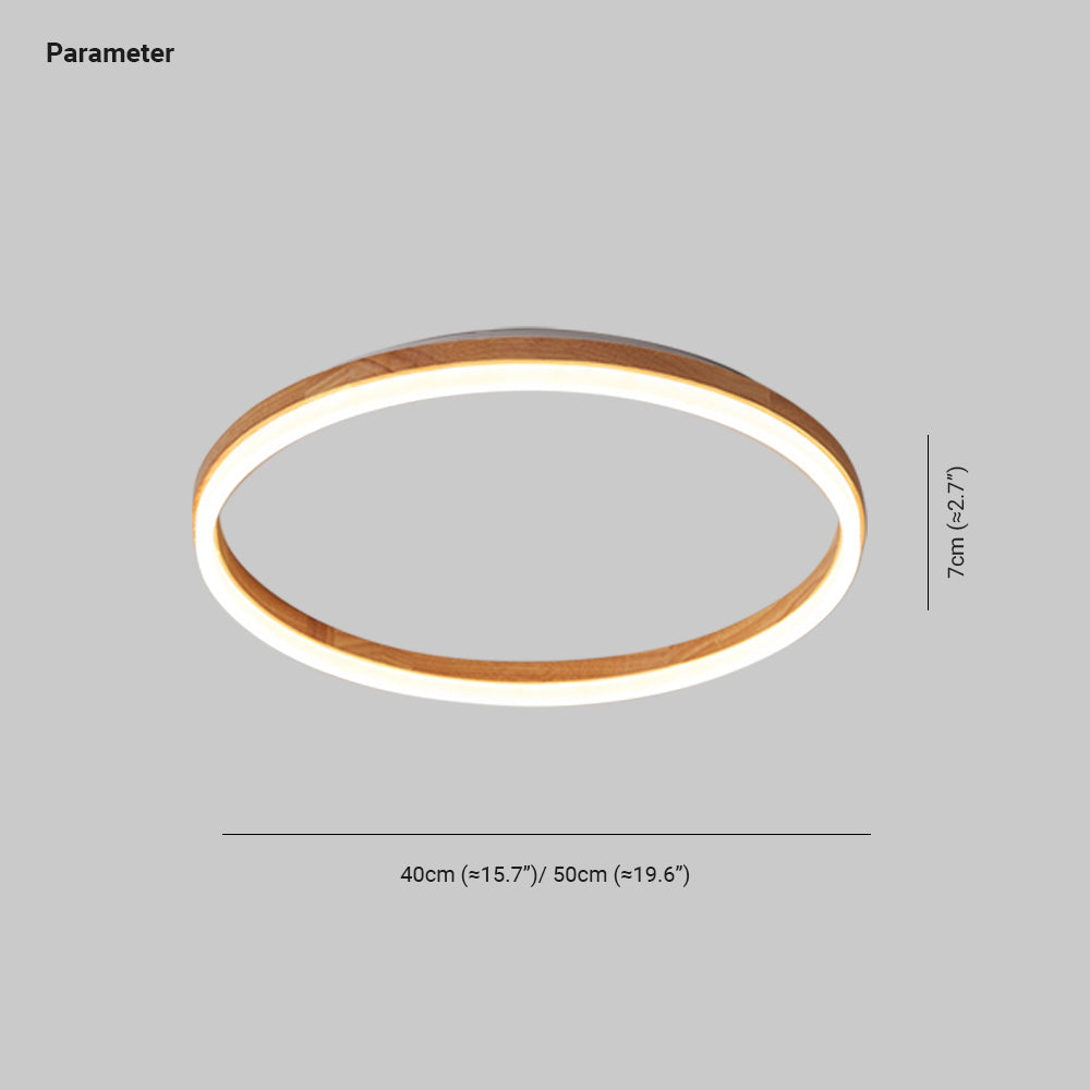 Muto Round Modern Flush Mount Wood Ceiling Light
