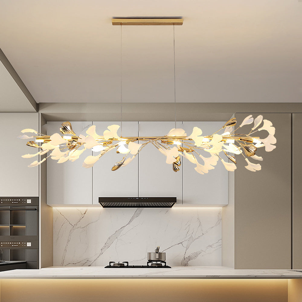 Olivia  Modern Art Deco Metal & Ceramic Chandelier, Gold