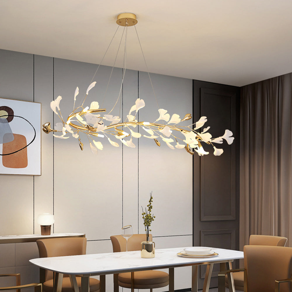 Olivia  Modern Art Deco Metal & Ceramic Chandelier, Gold