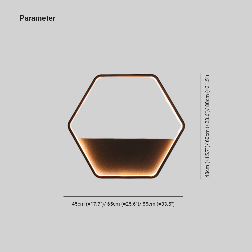 Ray Minimalist Hexagonal Ring With Shelf Metal Outdoor Wall Lamp, Black