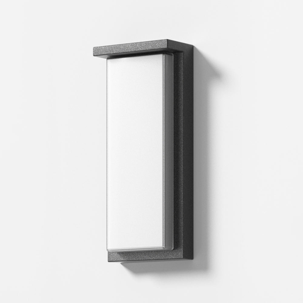 Ray Modern Minimalist Rectangular Metal Outdoor Wall Lamp, Black