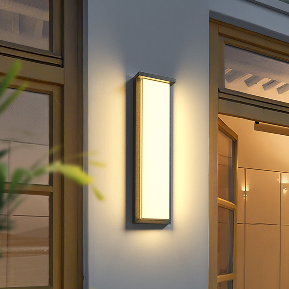 Ray Modern Minimalist Rectangular Metal Outdoor Wall Lamp, Black