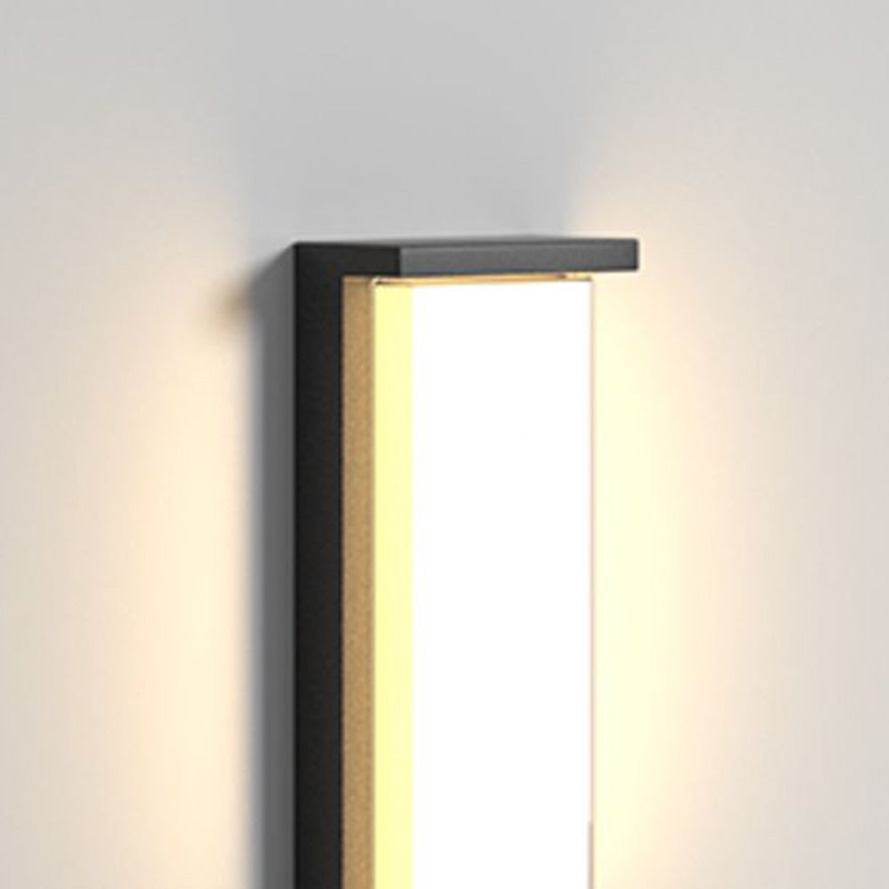 Ray Modern Minimalist Rectangular Metal Outdoor Wall Lamp, Black