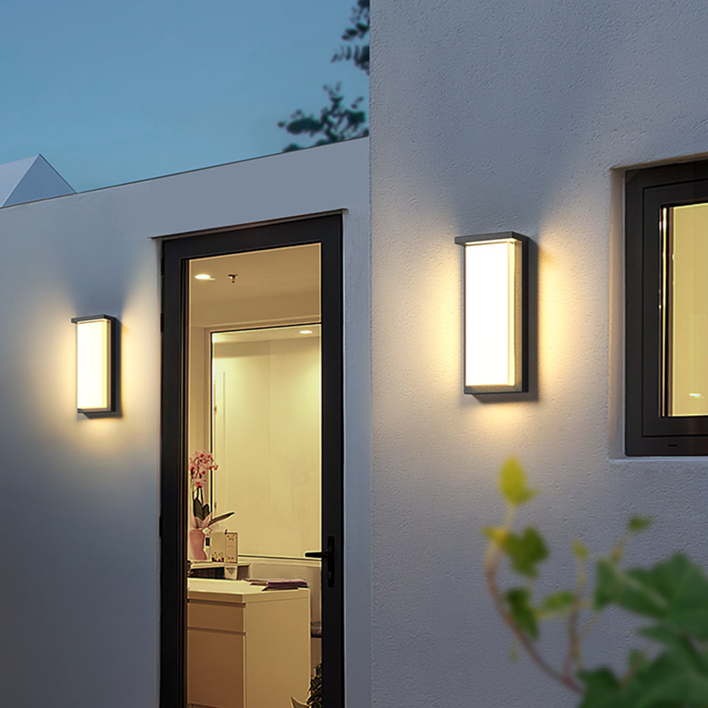 Ray Modern Minimalist Rectangular Metal Outdoor Wall Lamp, Black