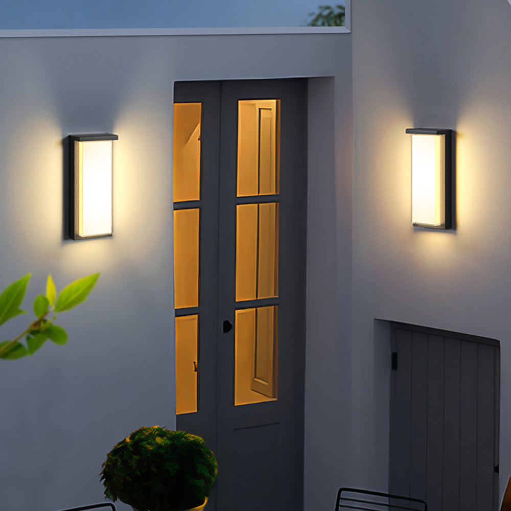 Ray Modern Minimalist Rectangular Metal Outdoor Wall Lamp, Black