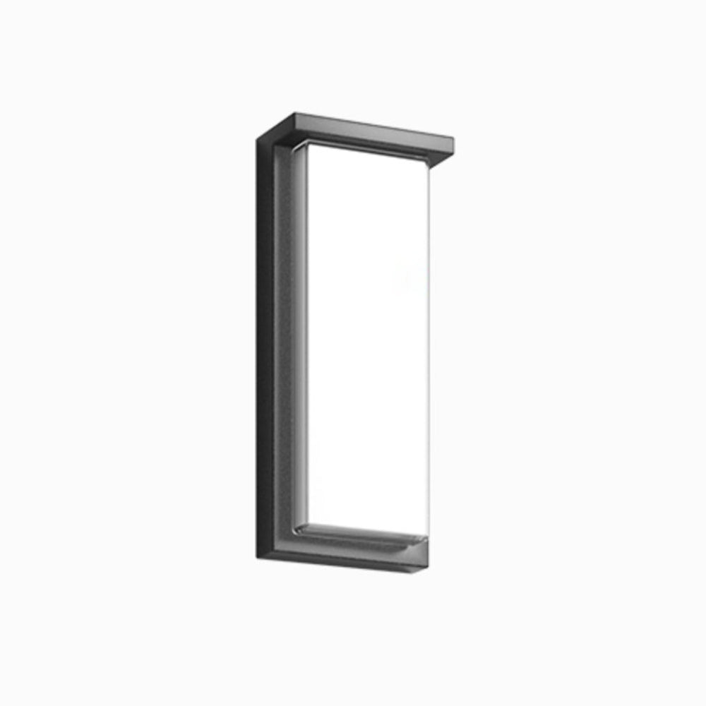 Ray Modern Minimalist Rectangular Metal Outdoor Wall Lamp, Black