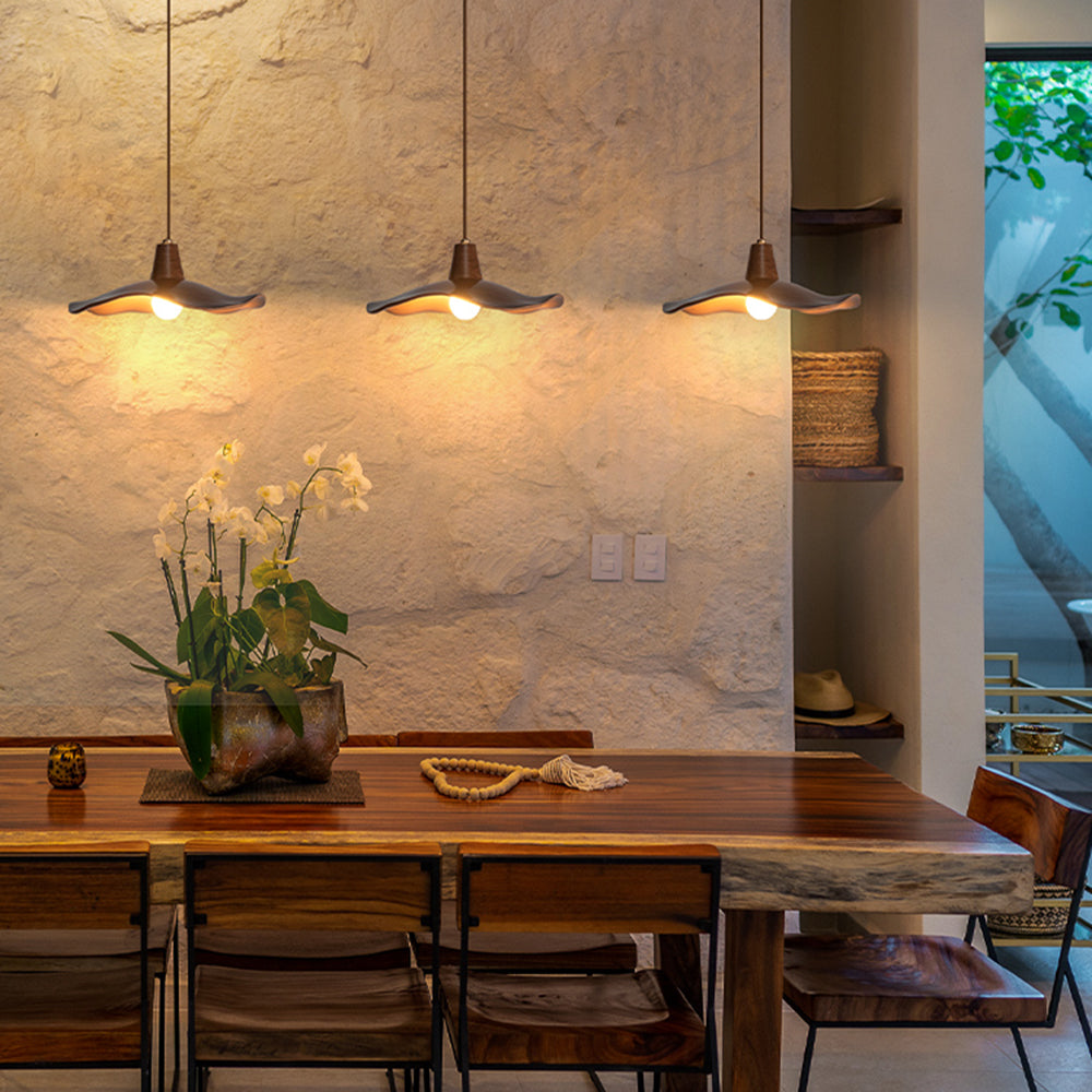 Arisha Pendant Light Wave Retro, Mahogany/Resin, Dining Room